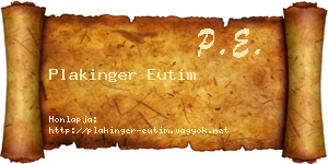 Plakinger Eutim névjegykártya